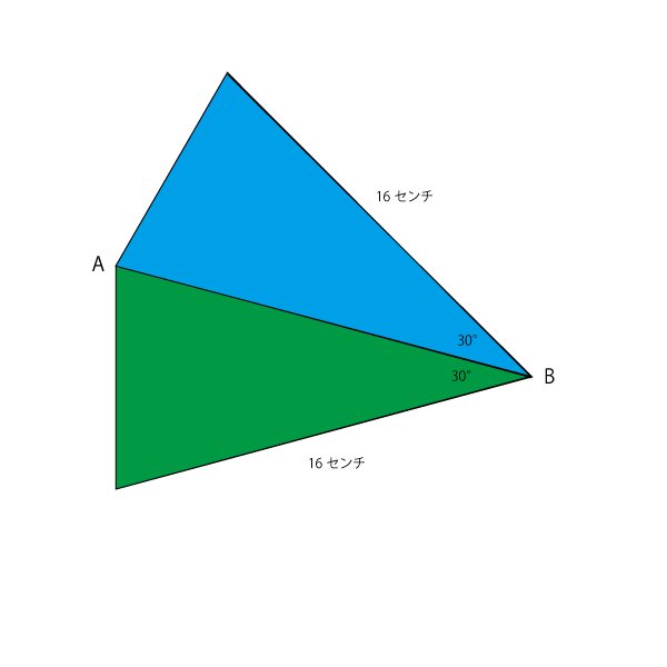 30度二等辺三角形が2つできる